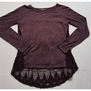 Brixon Ivy women's purple long sleeve lacey pullover top sz. SM romantic/classic